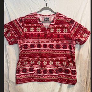 Scrub Top - Red (Kinda Christmas) - Size L